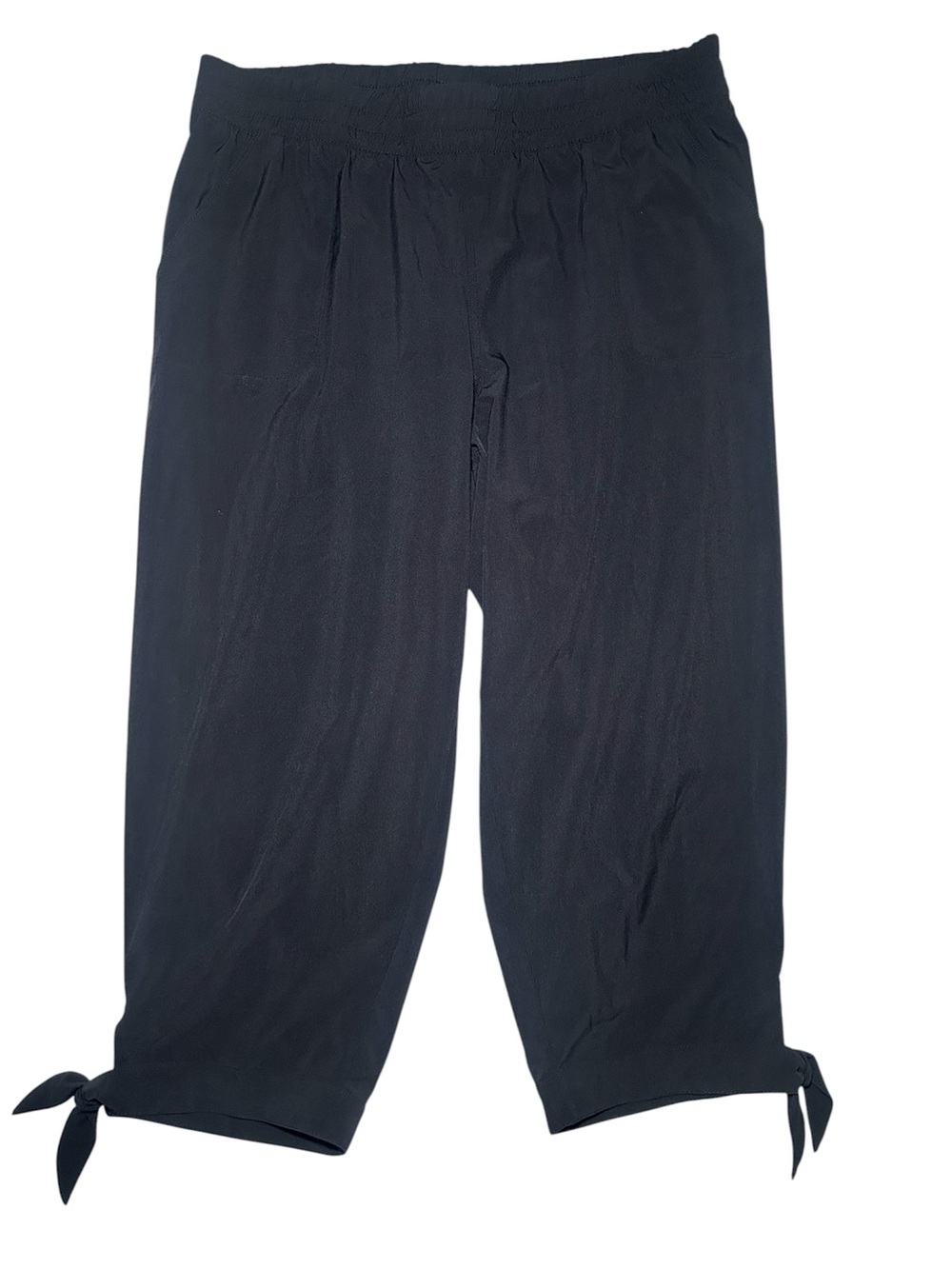 T by Talbots Womens black Relaxed Drawstring Ankle Pants Large Comfort Casual